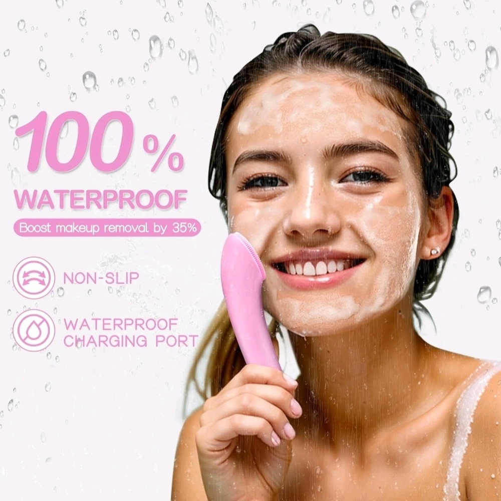 NEW Pritech Sonic Facial Cleansing Brush – Heated Silicone Deep Clean & Glow!